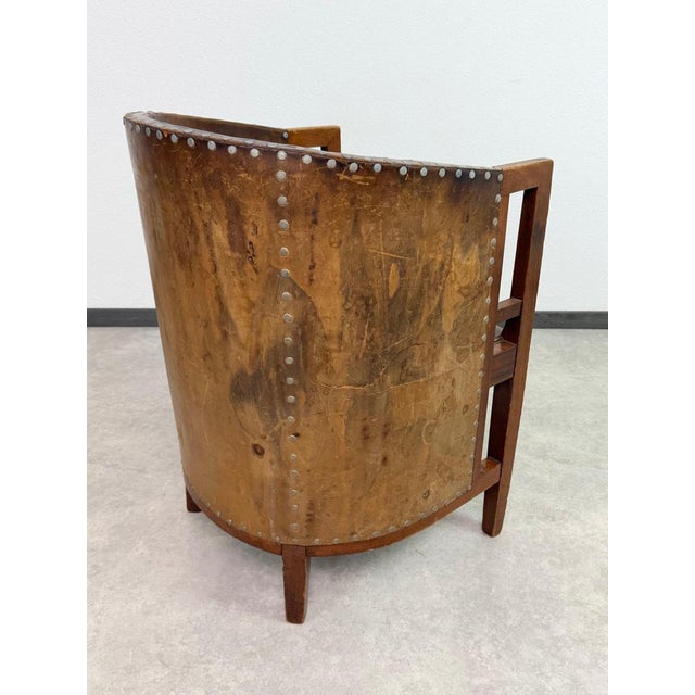 Viennese Secession Geometric Leather Tub Armchairs from Josef Hoffmann, 1905, Set of 2 For Sale - Image 12 of 15