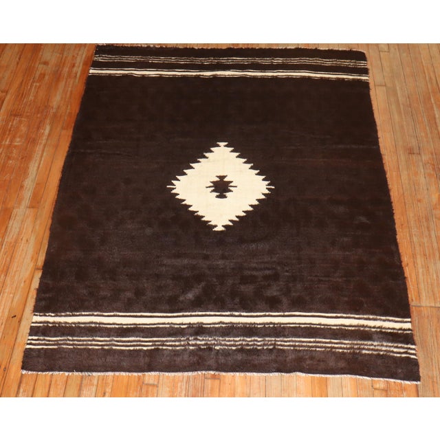 Mid 20th Century Turkish Black White Mohair Rug rug no.r5929 For Sale - Image 5 of 5