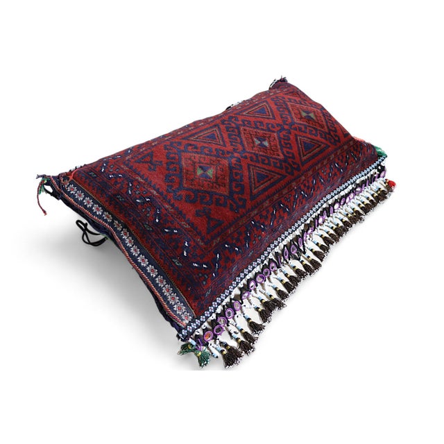 Textile Vintage Afghan Nomad Rug Seat Cushion Cover, 1970s For Sale - Image 7 of 18