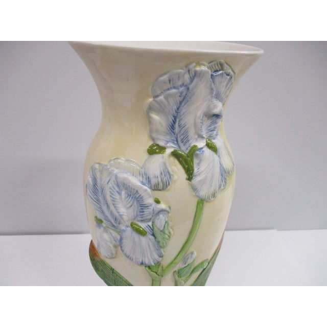 Blue Vintage Blue Iris Art Pottery Vase For Sale - Image 8 of 11