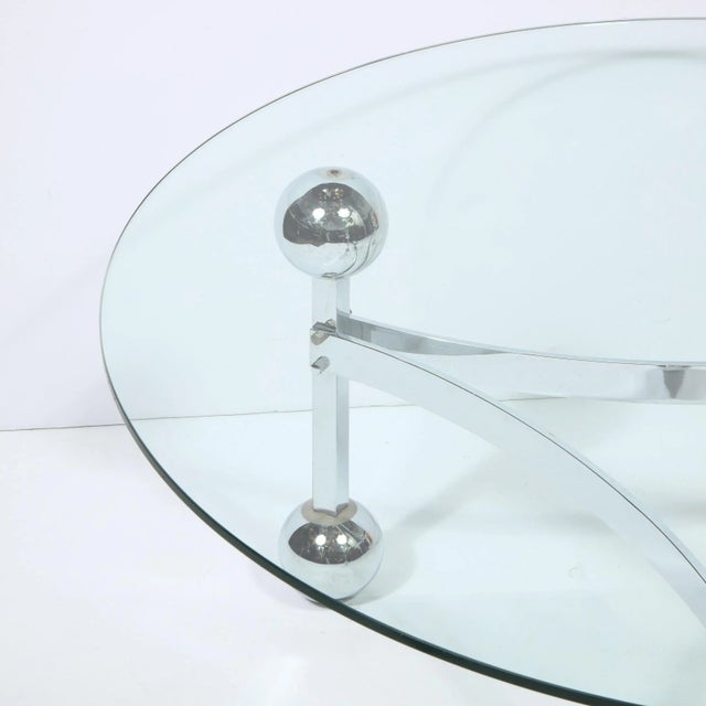 Mid-Century Modern Polished Chrome & Glass Cocktail with Spherical Detailing For Sale - Image 10 of 13