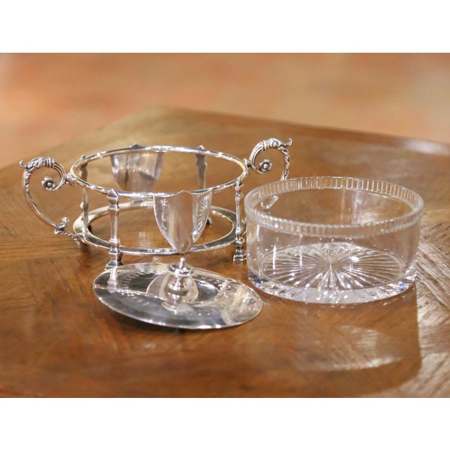 Metal 19th Century French Louis XVI Silver-Plated and Cut Crystal Sugar or Candy Bowl For Sale - Image 7 of 11