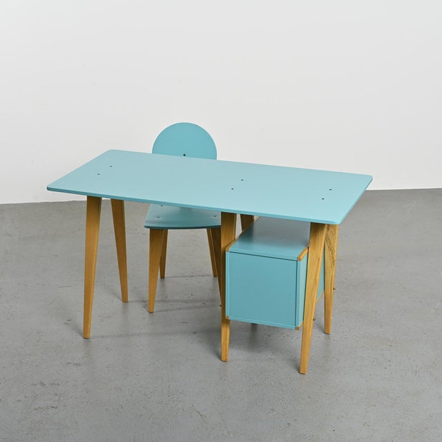 1950s Desk and Chair by André Sornay for Sornay Meubles, Lyon, 1955, Set of 2 For Sale - Image 5 of 18