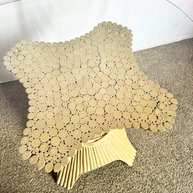 Boho Chic Boho Chic McGuire Style Sheaf of Wheat Rounded Square Glass Top Dining Table For Sale - Image 3 of 9