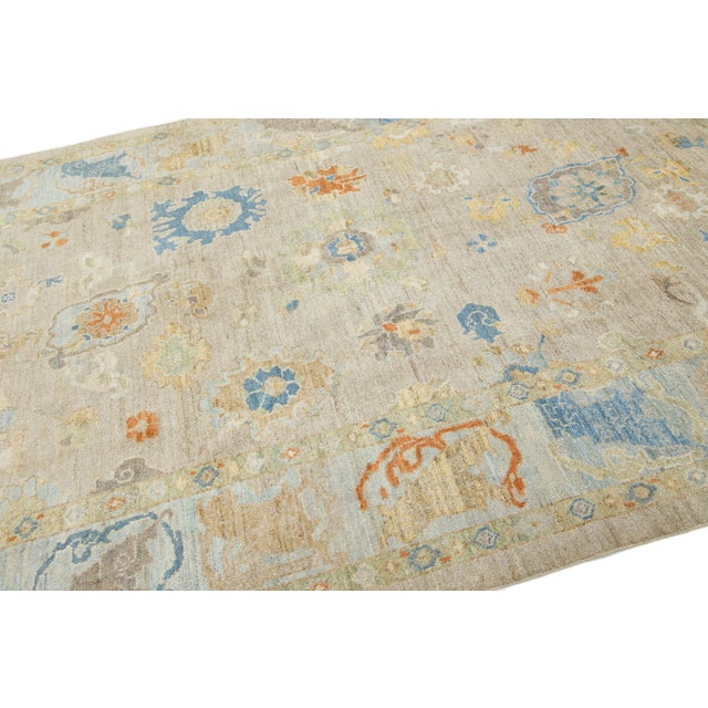 Apadana's Contemporary Light Brown Sultanabad Wool Rug With Allover Design For Sale In New York - Image 6 of 10