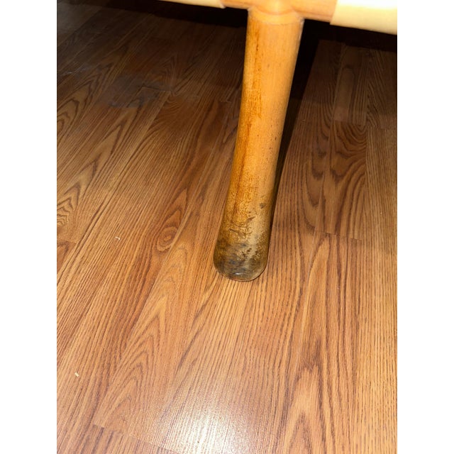 Rare T.H. Robsjohn Gibbings Bleached Walnut & Vellum Strap Sofa Settee For Sale - Image 11 of 12