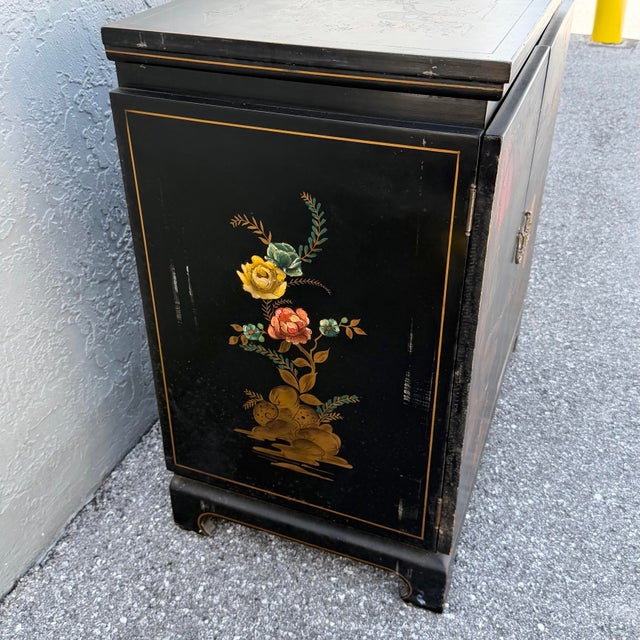 Wood Vintage Chinese Hand Painted Extendable Dry Bar For Sale - Image 7 of 11