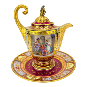 Royal Vienna Porcelain Covered Pitcher & Underplate Hector and Paris, Circa 1830