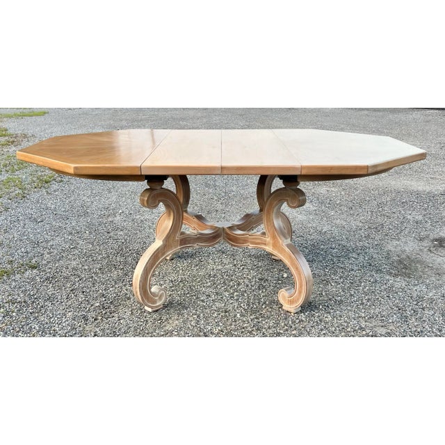 Spanish revival meets Modern Farmhouse in this on trench cerused oak finish. Octagonal tabletop has a beautiful...