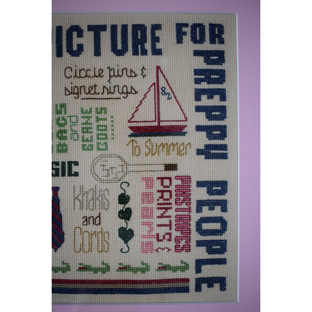 Preppy Picture for Preppy People 1982 Needlepoint Canvas For Sale - Image 4 of 5