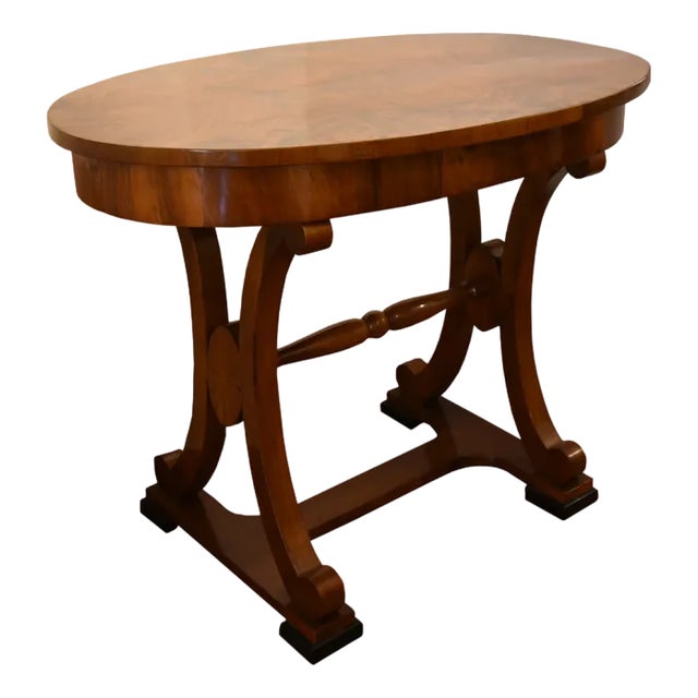 Biedermeier Oval Desk in Walnut For Sale