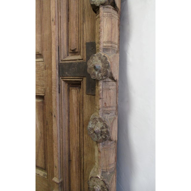 Vintage C1870's - C.1910's Imported Moroccan Large Hand Honed and Carved Wood & Iron Forged Doors - a Pair For Sale - Image 9 of 13