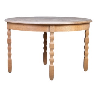 Brutalist Oak Dining Table by Henning Kjærnulf, 1970s For Sale