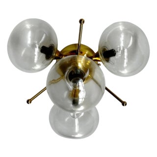 Orchidea Polished Brass Clear Pebble Flush Mount by Fabio LTD For Sale