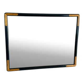 Vintage 1950s Black & Gold Accented Wall Mirror For Sale