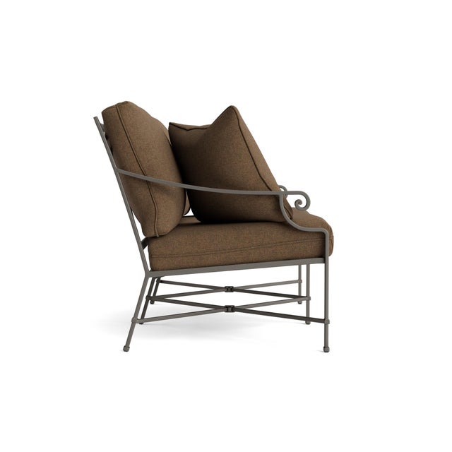 Contemporary Brown Jordan Venetian Loveseat, Mica frame with Fusion Moccasian fabric For Sale - Image 3 of 11