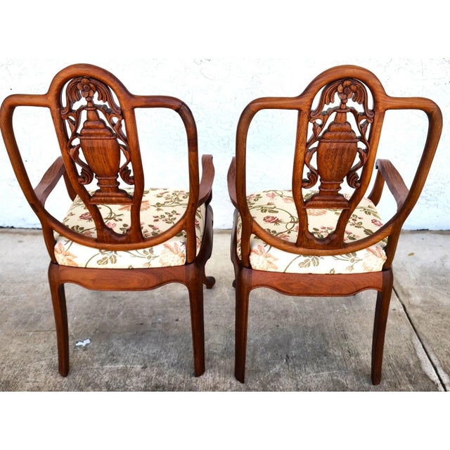 Chinese George Zee & Co Hand Carved Rosewood Armchairs a Pair For Sale - Image 3 of 17