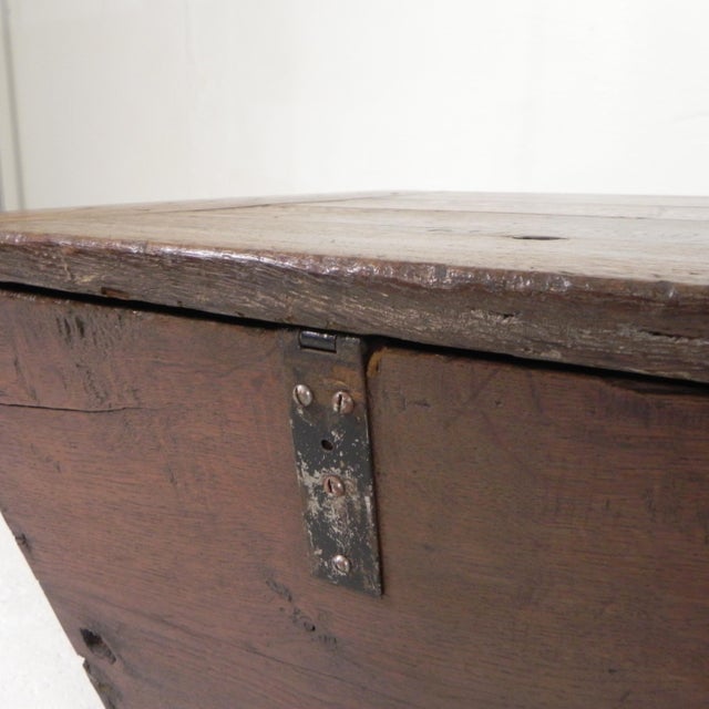 This sturdy 19th-century oak chest was traditionally used as a blanket chest or storage trough in farmhouses and homes....