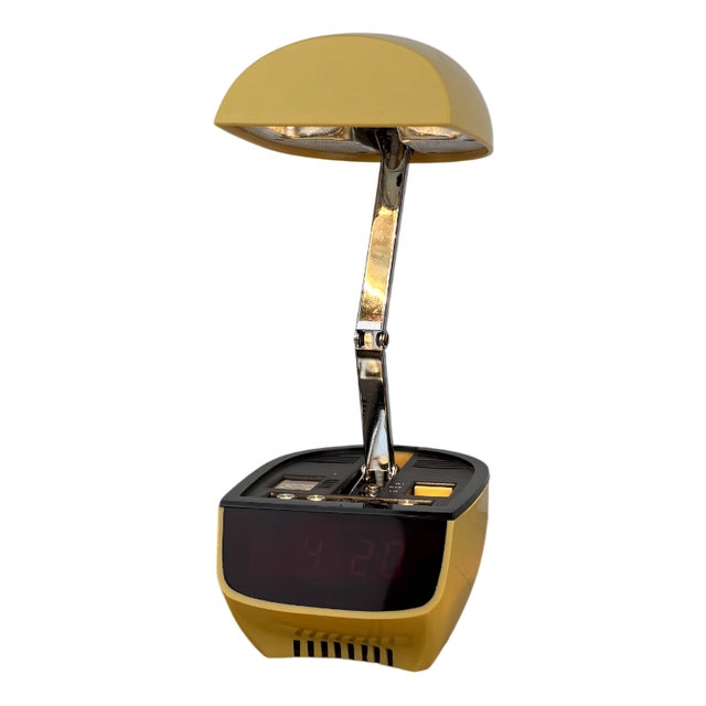 Vintage Table Lamp with Digital Alarm Clock, 1973 For Sale