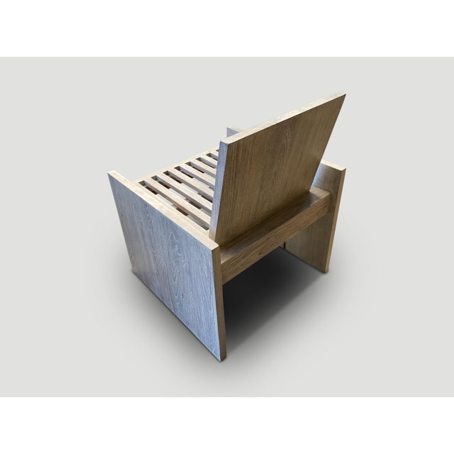 Contemporary Andrianna Shamaris Minimalist White Washed Spa Chair For Sale - Image 3 of 18