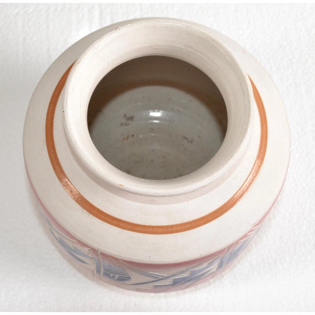 1990 Signed Vintage Southwestern Abstract Folk Art Vase Ceramic Pottery Earth Color For Sale - Image 9 of 12