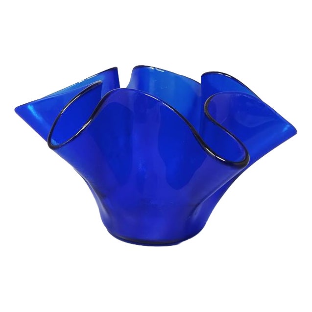 Blue Vase Fazzoletto in Murano Glass by Dogi, Italy, 1970s For Sale