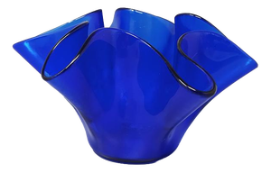 Blue Vase Fazzoletto in Murano Glass by Dogi, Italy, 1970s