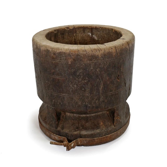 Original old village pestle pot from north India. Beautiful aged and sun bleached wood with lots of character, age, and...