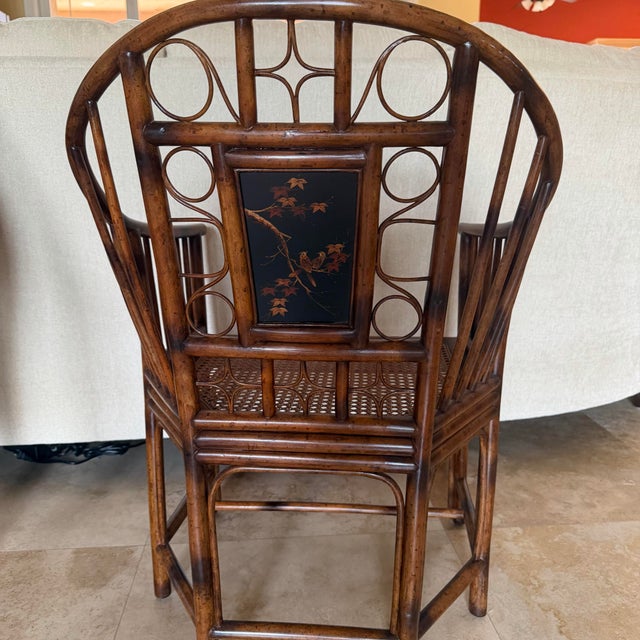 Contemporary Rare Botanical Maitland-Smith Brighton Pavilion Burnt Bamboo Armchair – Mid-Century Chinoiserie For Sale - Image 3 of 12