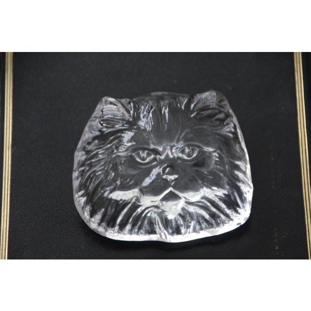 Crystal Glass Cat Head Figurine Paperweight from Daum, France, 1970s For Sale - Image 4 of 14