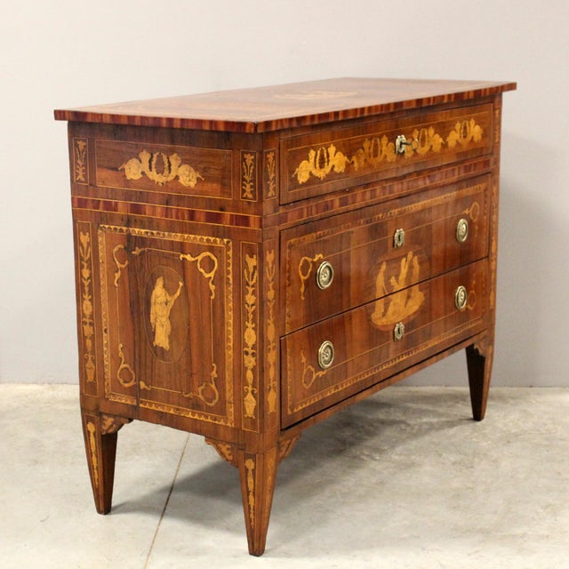 Italian Louis XVI Chest of Drawers in Walnut For Sale - Image 3 of 16