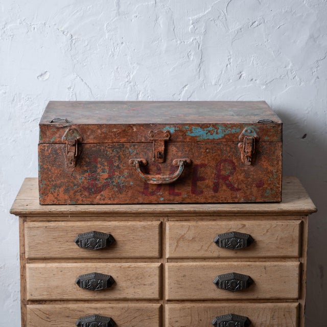 Painted Iron Folk Art Circus Trunk for D. Beer, c.1925 For Sale - Image 9 of 13