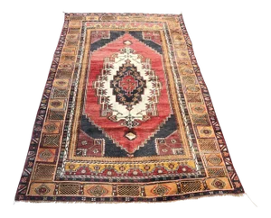 Vintage Tribal Oushak Handmade Rug - 4′3″ × 7′4″