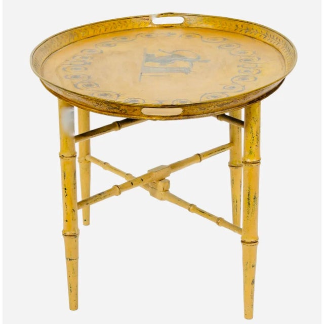 English An English Tole Tea Tray on Stand Circa 1860 For Sale - Image 3 of 4