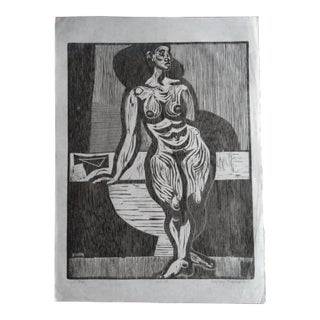 Mid 20th Century "Cynthia" Byron Randall Modernist Abstract Woodcut Print For Sale