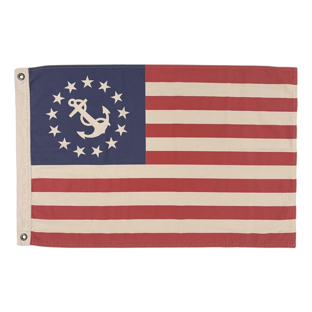 100% Cotton Flag, Vintage Style Faded American Yacht Ensign, Double Sided Print For Sale