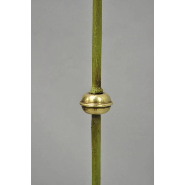 Antique Spanish Renaissance Gothic Green Iron & Brass Tripod Pole Floor Lamp For Sale - Image 9 of 14