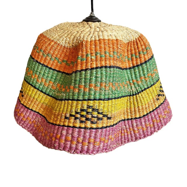 Multi-Colored Bolga Wave Basket Pendant Light For Sale - Image 4 of 6