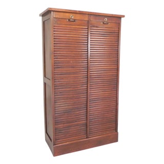 Oak Roller Shutter Cabinet, 1930s For Sale