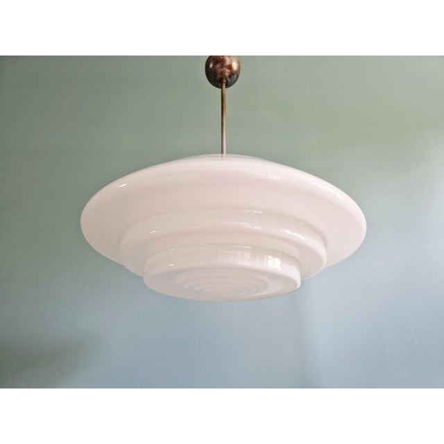 Bauhaus Pendant Light in White Opaline Glass, 1930s For Sale - Image 9 of 13