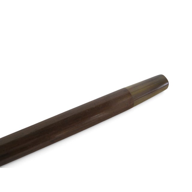 Brown Stylized Deer Hoof Carved Wood Crook Handle Walking Stick Cane For Sale - Image 8 of 9