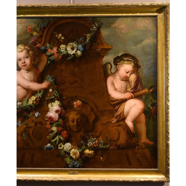 Jacob de Wit, Flowers with Cupids, 1720, Oil on Canvas, Framed For Sale - Image 11 of 17