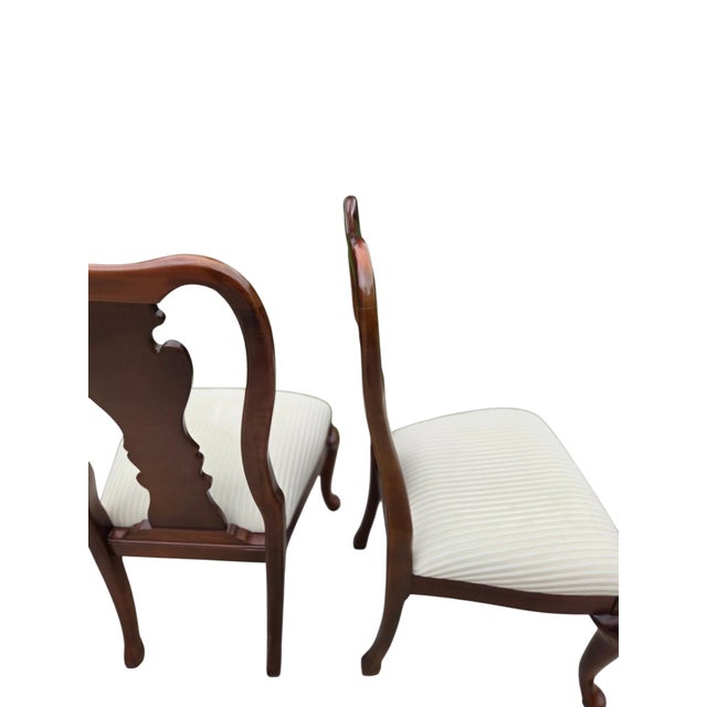 1990s Pair Thomasville Collectors Cherry Queen Ann Dining Room Side Chairs For Sale In Philadelphia - Image 6 of 11