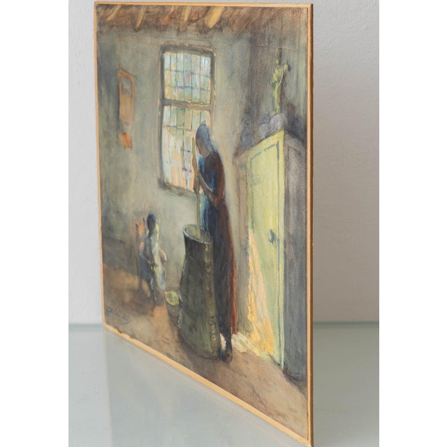 Dutch Genre Painting of a Peasant Woman Churning Butter, Hague School, by Bernard Blommers, circa 1890 For Sale - Image 10 of 16
