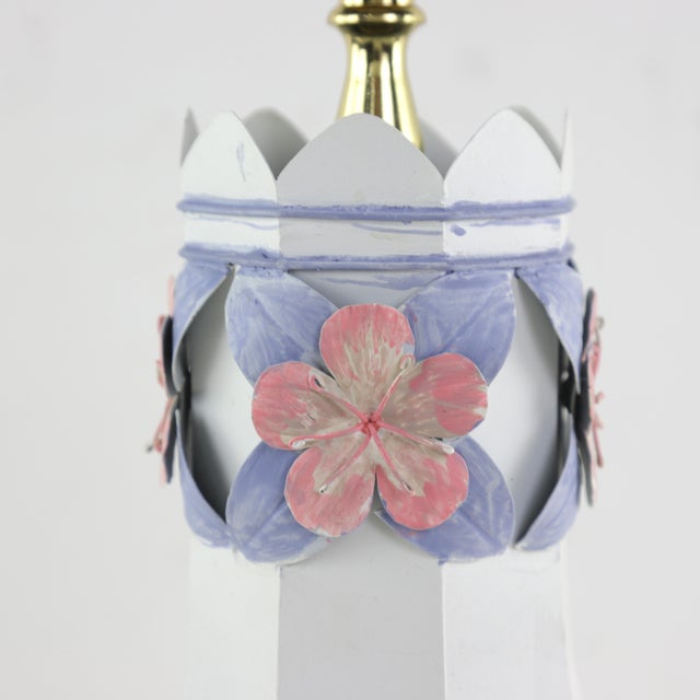 2000 - 2009 A Pair of Vintage Iron Flower Table Lamps For Sale - Image 5 of 8