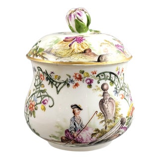 Antique Sugar Bowl with Cover from Meissen, 1774 For Sale