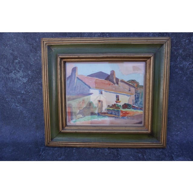 Impressionist Early 20th Century Adobe Houses Watercolor Study by Burton Shepard Boundey, Oil on Canvas, Framed For Sale - Image 3 of 5
