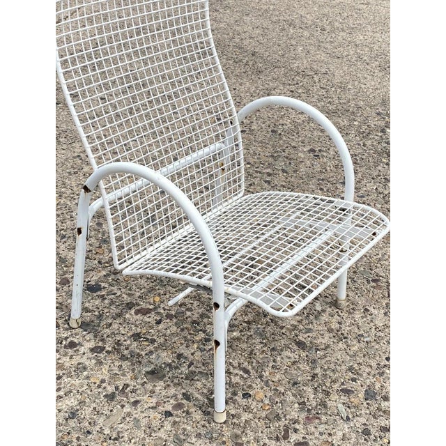 Vintage Mid Century Modern Reclining Wrought Iron Sculptural Patio Lounge Chair For Sale In Philadelphia - Image 6 of 11