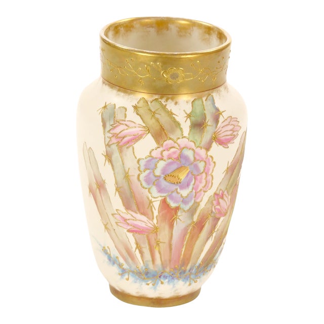 Antique Hand Painted & Gilt Decorated German Porcelain Decorative Vase For Sale