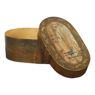 Folk Art Painted Bentwood Box For Sale